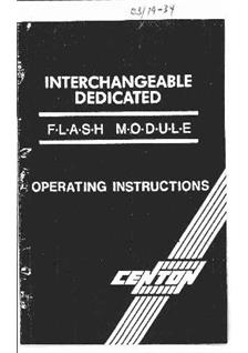 Centon FH Flashgun Modules manual. Camera Instructions.